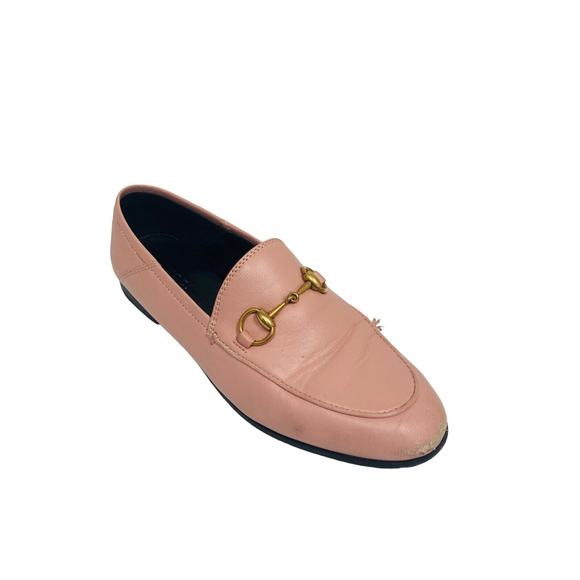 GUCCI Pink Leather Loafers Brixton Horsebit Accent Shoes Flats Size 35 US 5 - Picture 3 of 9